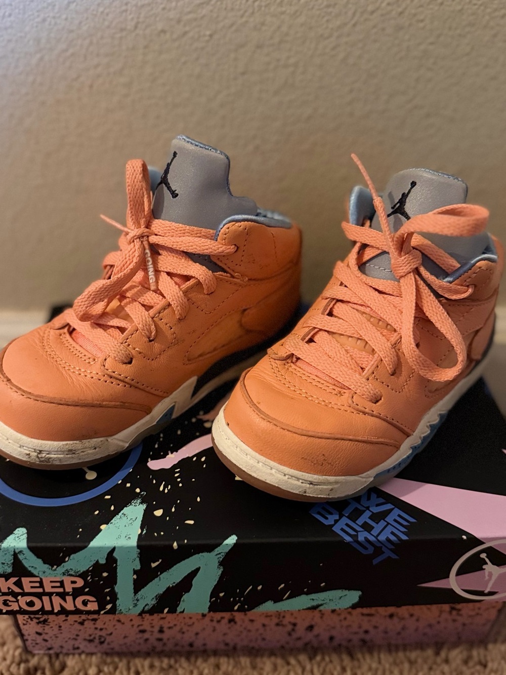 Jordan Kids' Mid-Top Sneakers in Peach and Gray